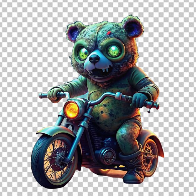 PSD zombie drive a motorcycle on white background