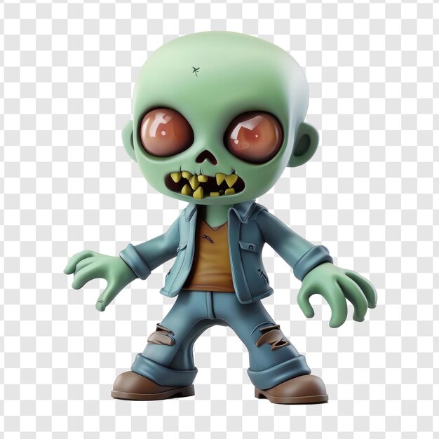 zombie halloween 3D cartoon isolate on transparency background