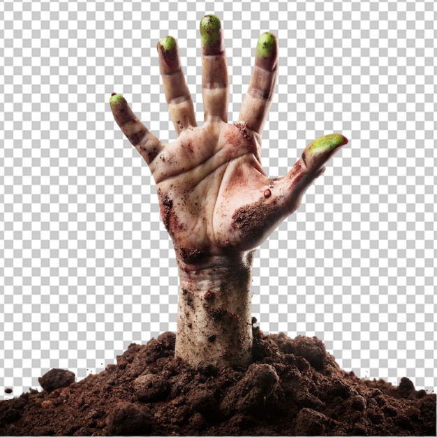 PSD zombie hand die uit de grond komt doorzichtige achtergrond