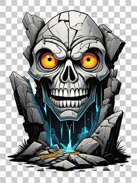 PSD zombie head broken stone style on a transparent background