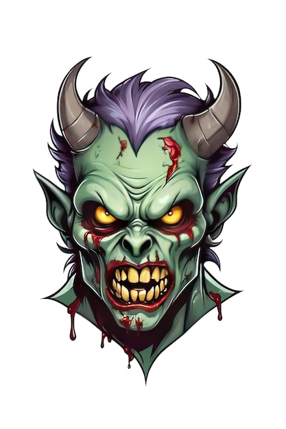 PSD zombie-hoofd illustratie van een demonisch monster