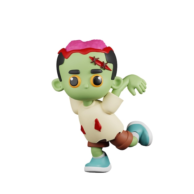 PSD zombie klaar om te springen 3d-cartoon pose