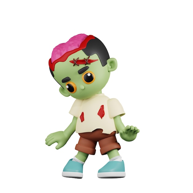 PSD zombie met dode 3d-cartoon pose