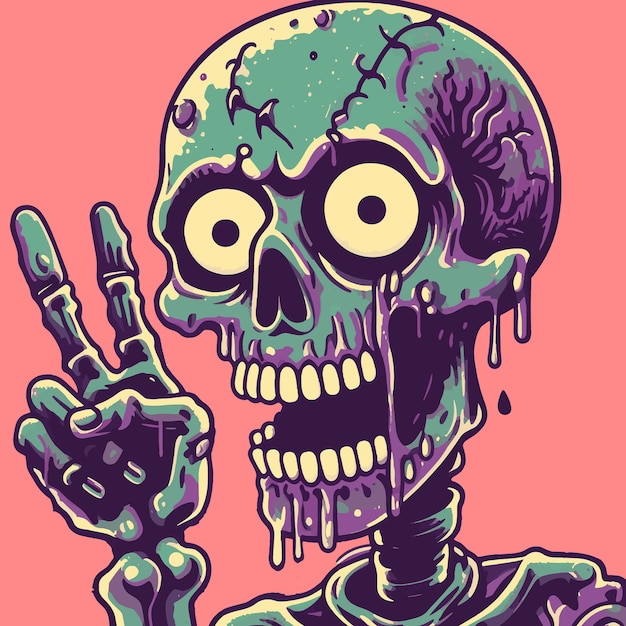 PSD zombie skull cartoon style halloween