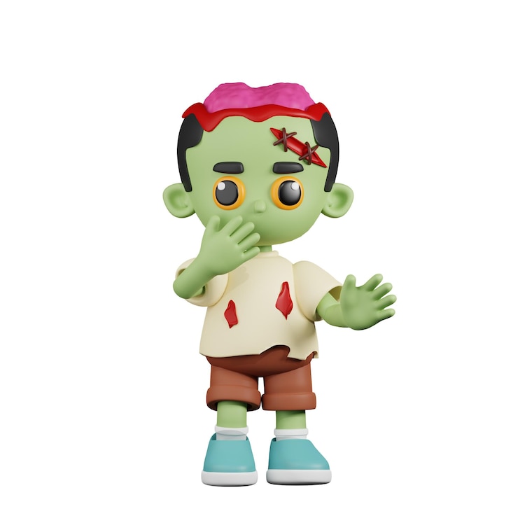 PSD zombie surprised 3d cartoon pose