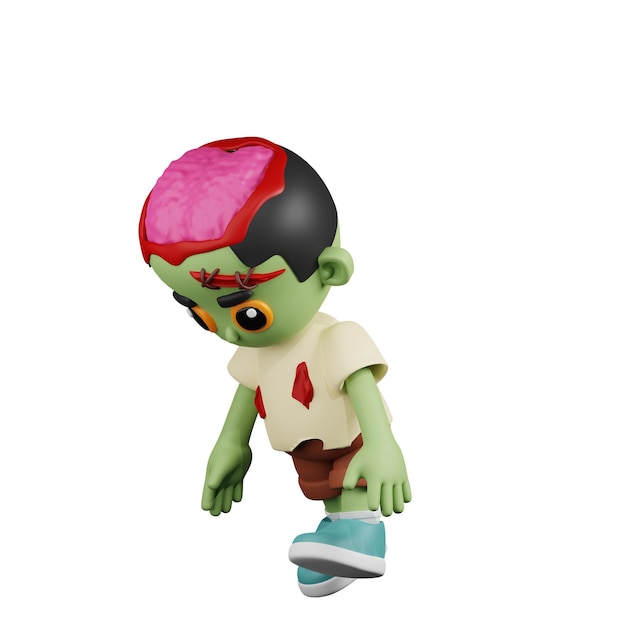 PSD zombie tired walk 3d cartoon pose