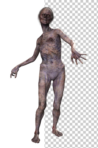 Zombie su sfondo trasparente rendering 3d