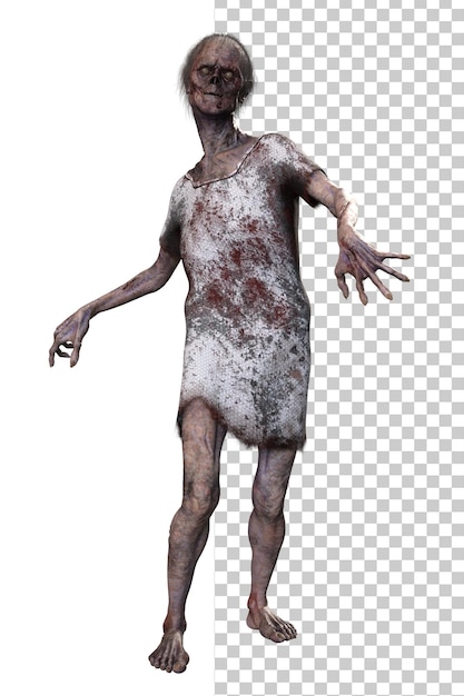 PSD zombie on transparent background 3d render