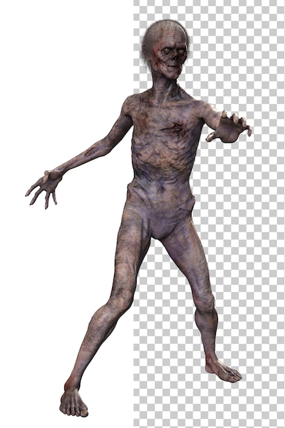 PSD zombie su sfondo trasparente rendering 3d