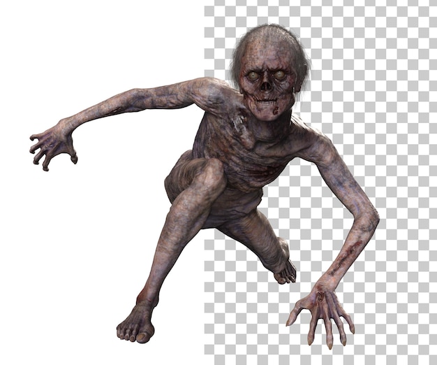 Zombie on transparent background 3d render