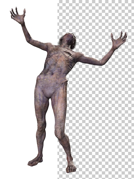 Zombie on transparent background 3d render