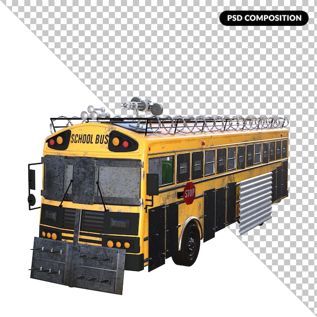 Zombiebuss isolert 3D-rendering
