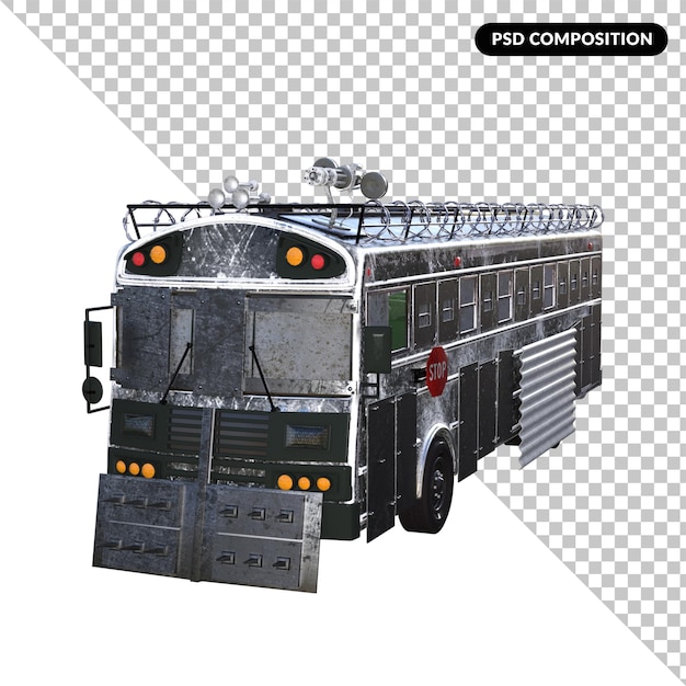 Zombiebuss isolert 3D-rendering