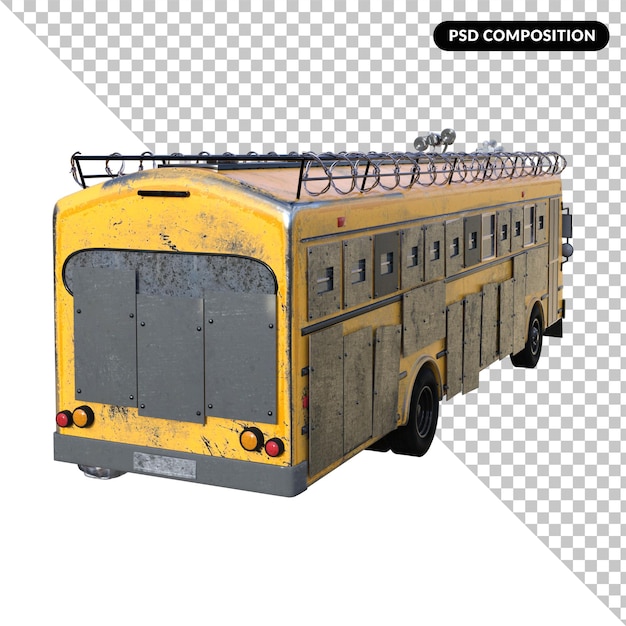 Zombiebuss isolert 3D-rendering