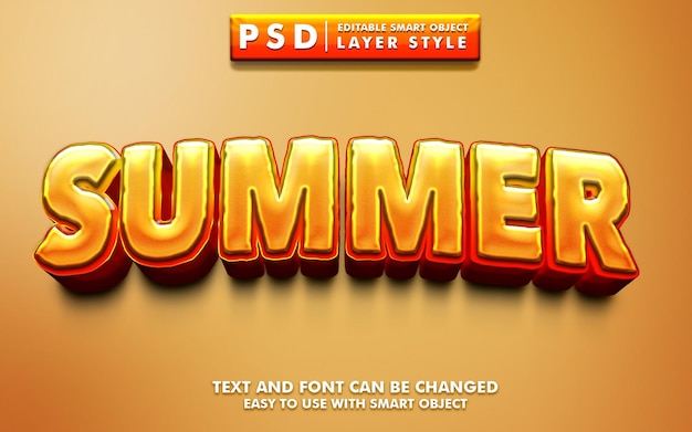 Zomer 3d cartoon teksteffect premium psd met slim object