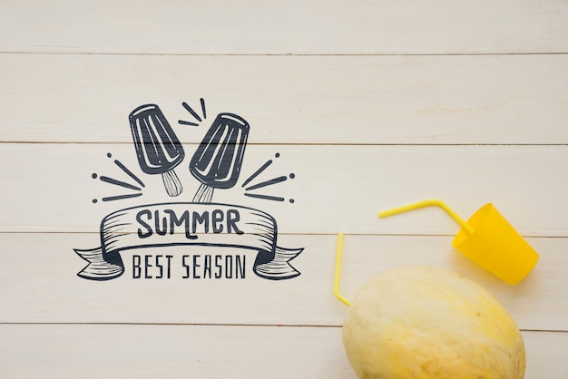 Zomer belettering achtergrond met fruit