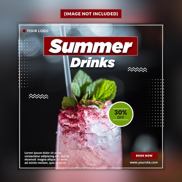 Zomer drankje social media post sjabloon