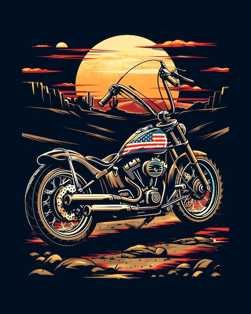 PSD zomer motorfiets t shirt ontwerp sjabloon