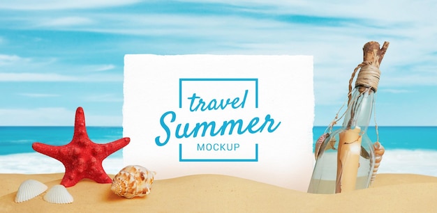 Zomer reizen strandpapier mockup