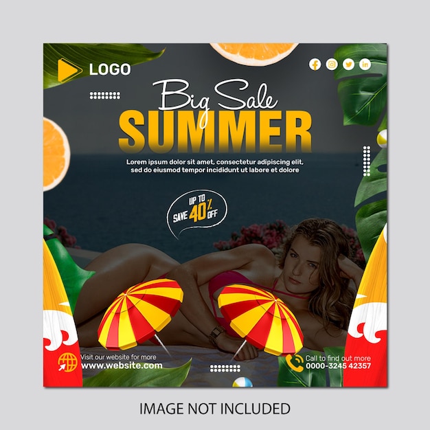 Zomer vers Drink Juice Fruit Social Media Post Banner Template Design