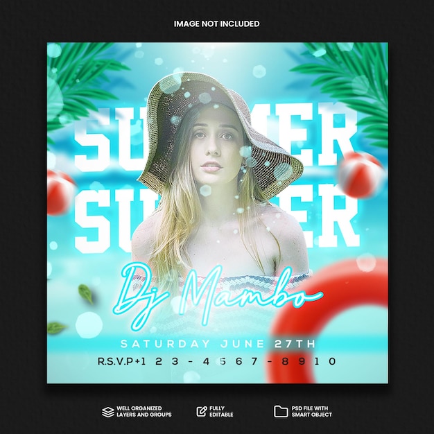 Zomer vibes flyer template