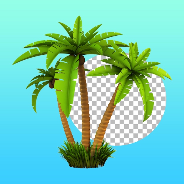 PSD zomerconcept met tropische kokospalm voor ontwerpelement