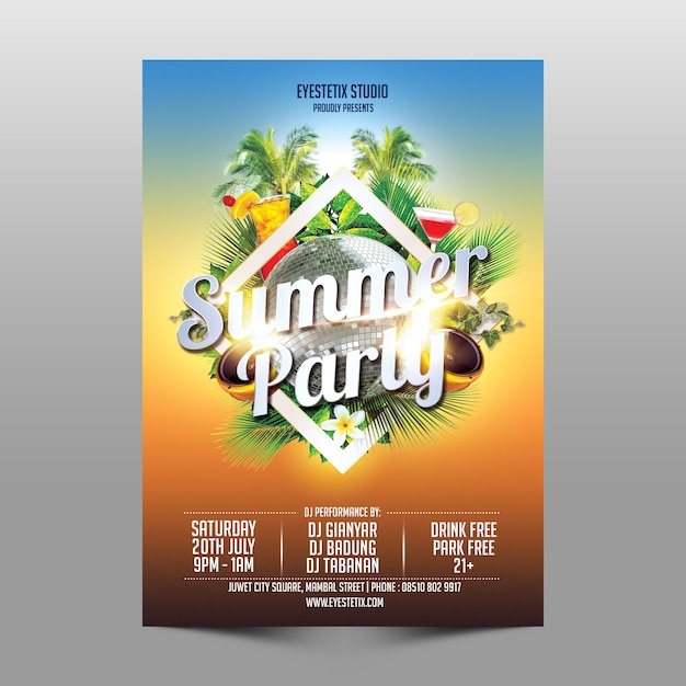 PSD zomerfeest flyer mockup