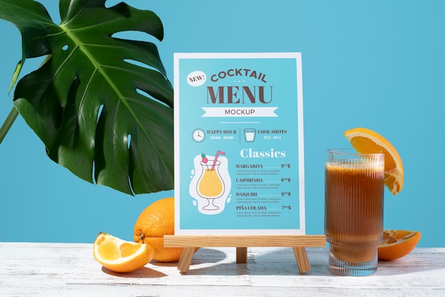 PSD zomermenu mockup ontwerp