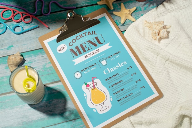 Zomermenu mockup ontwerp