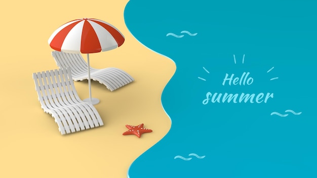 Zomerresort banner PSD-sjabloon 3D-rendering