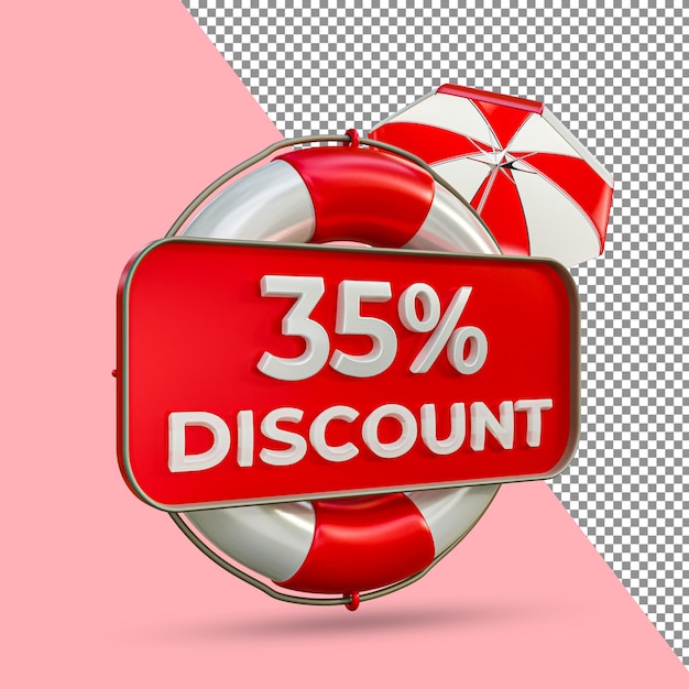 PSD zomeruitverkoop 35 procent korting 3d render