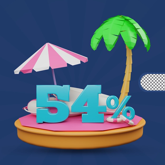 Zomeruitverkoop 54 procent kortingsaanbieding 3d render