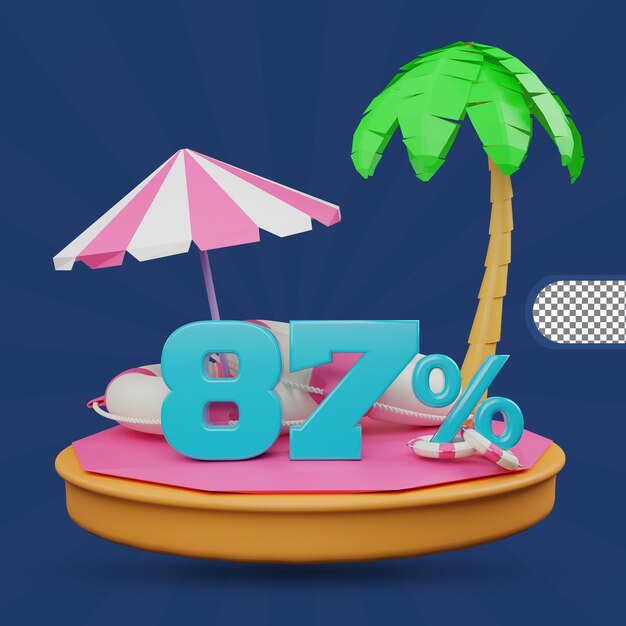 Zomeruitverkoop 87 procent kortingsaanbieding 3d render