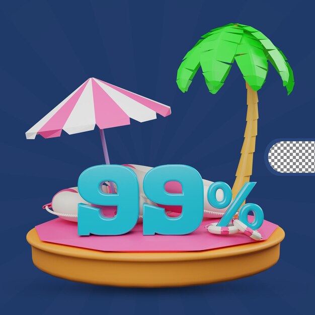 Zomeruitverkoop 99 procent kortingsaanbieding 3d render