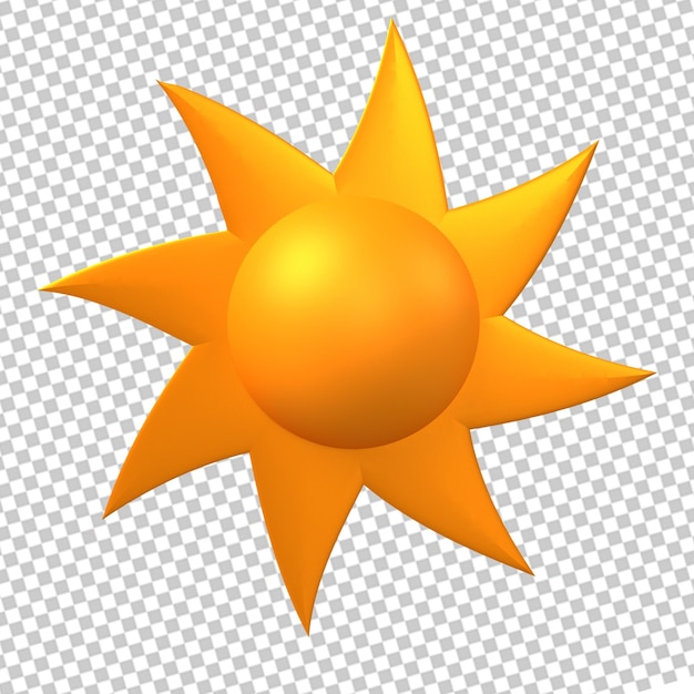 Zon logo zomer pictogram 3d teken met transparante achtergrond