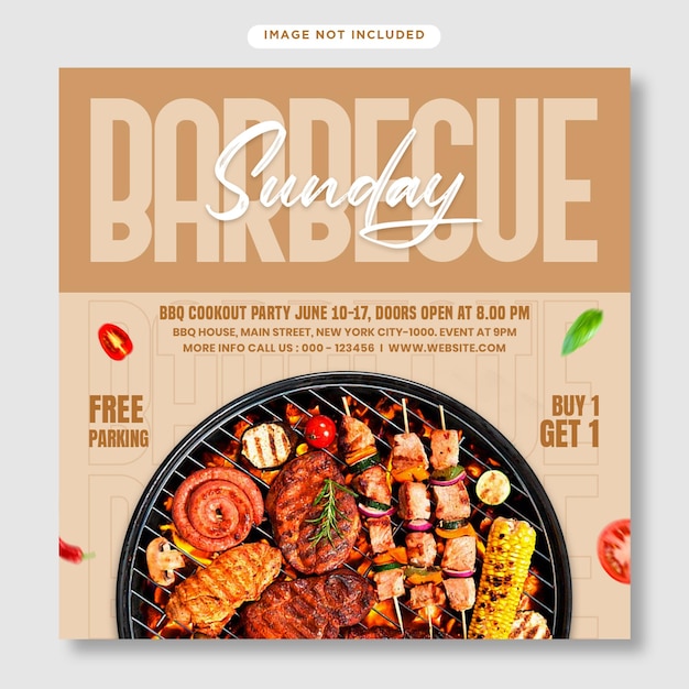 Zondag bbq-flyer en instagram-postbannersjabloon