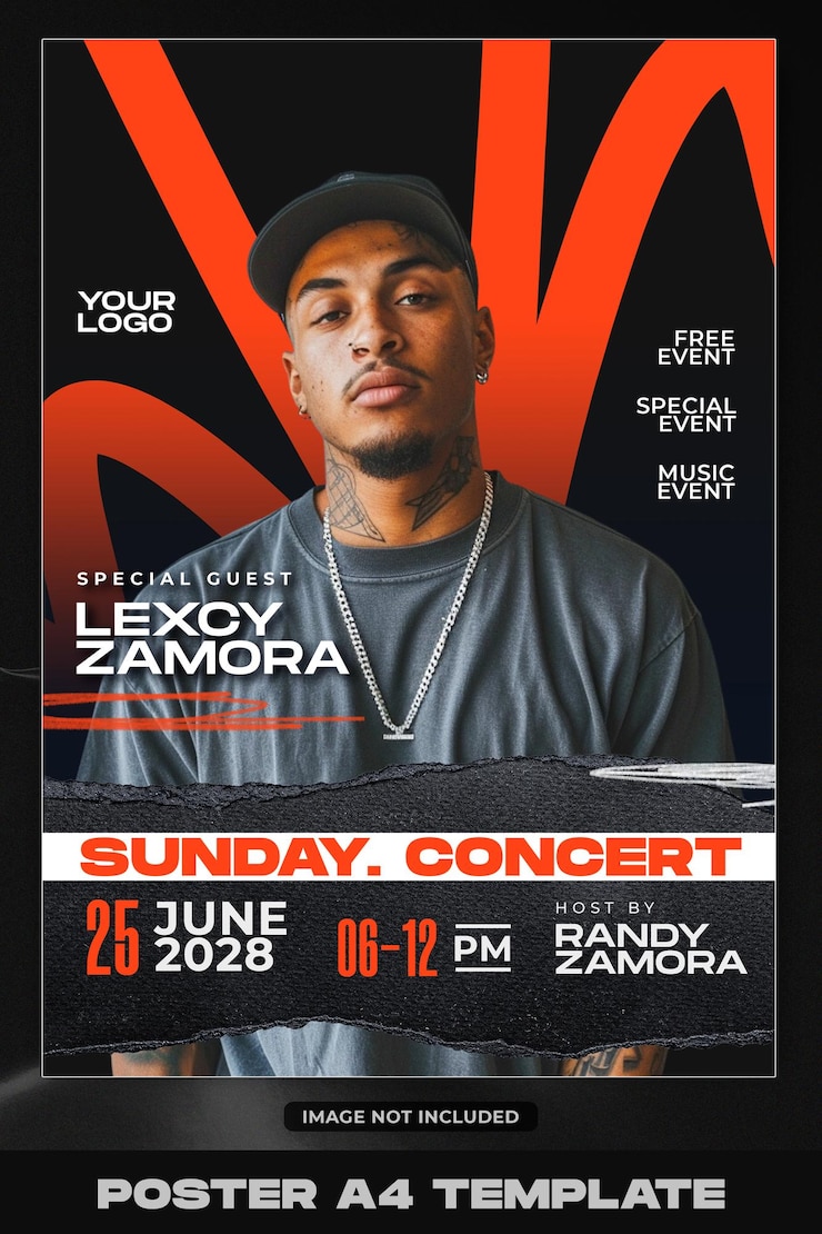 PSD zondag muziekconcert en nachtclub flyer sjabloon