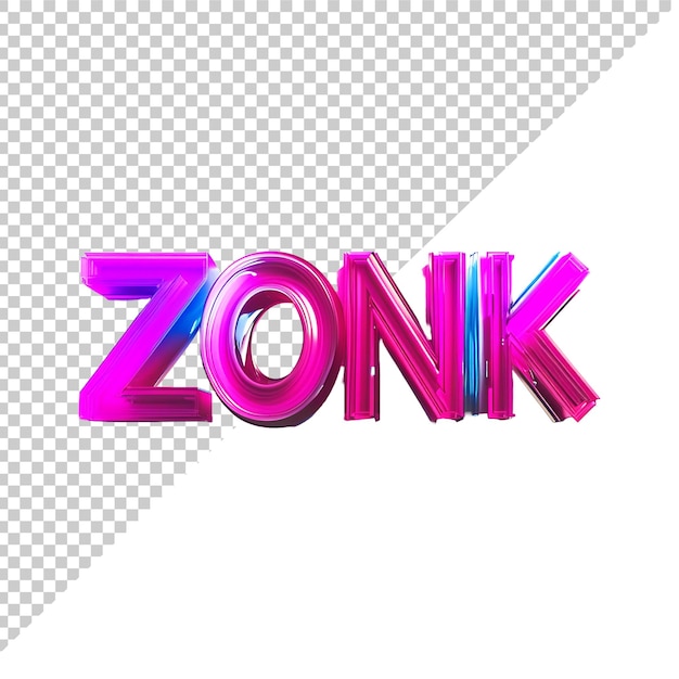 PSD zonk 3d text with transparent background