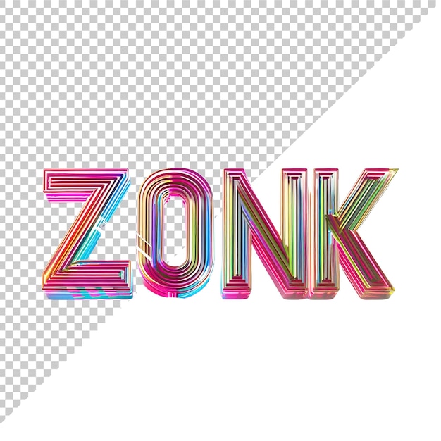 PSD zonk 3d text with transparent background