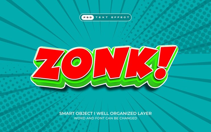 PSD zonk comic book style editable text effect