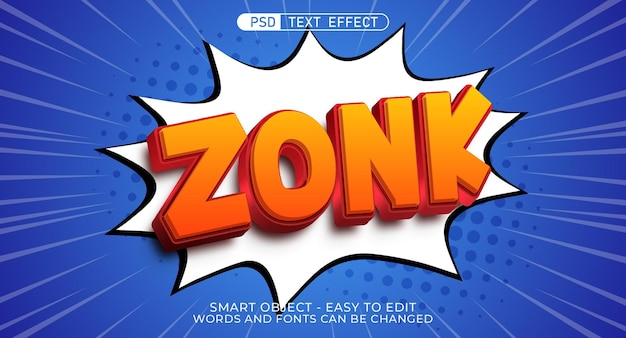 PSD zonk editable text cartoon style effect