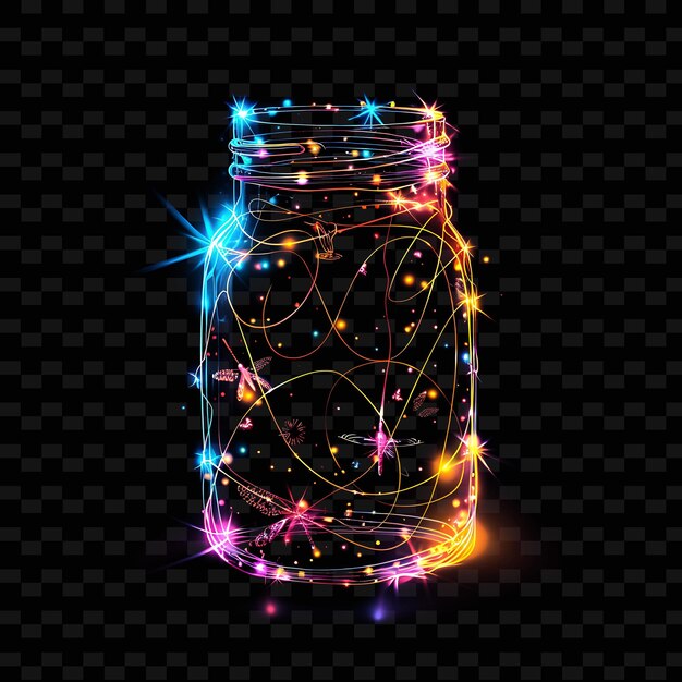 PSD zonne-aangedreven led fairy jars met twinkling lights copper wi y2k neon light decorative background