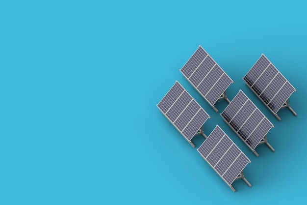 Zonne-energie panelen isometrische 3D-rendering