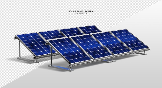 PSD zonnepaneelsysteem realistisch 3d render geïsoleerd voor compositie