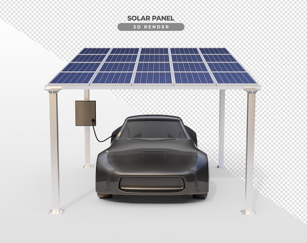 PSD zonnepanelen voor parkeren in 3d-realistische render