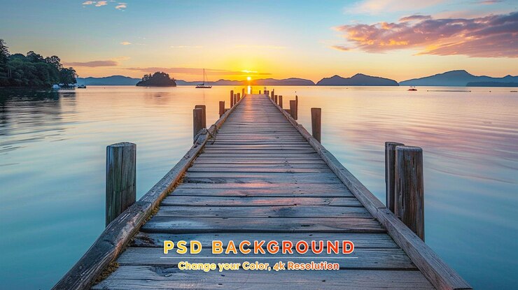 PSD zonsopgang chesapeake bay en vissers pier