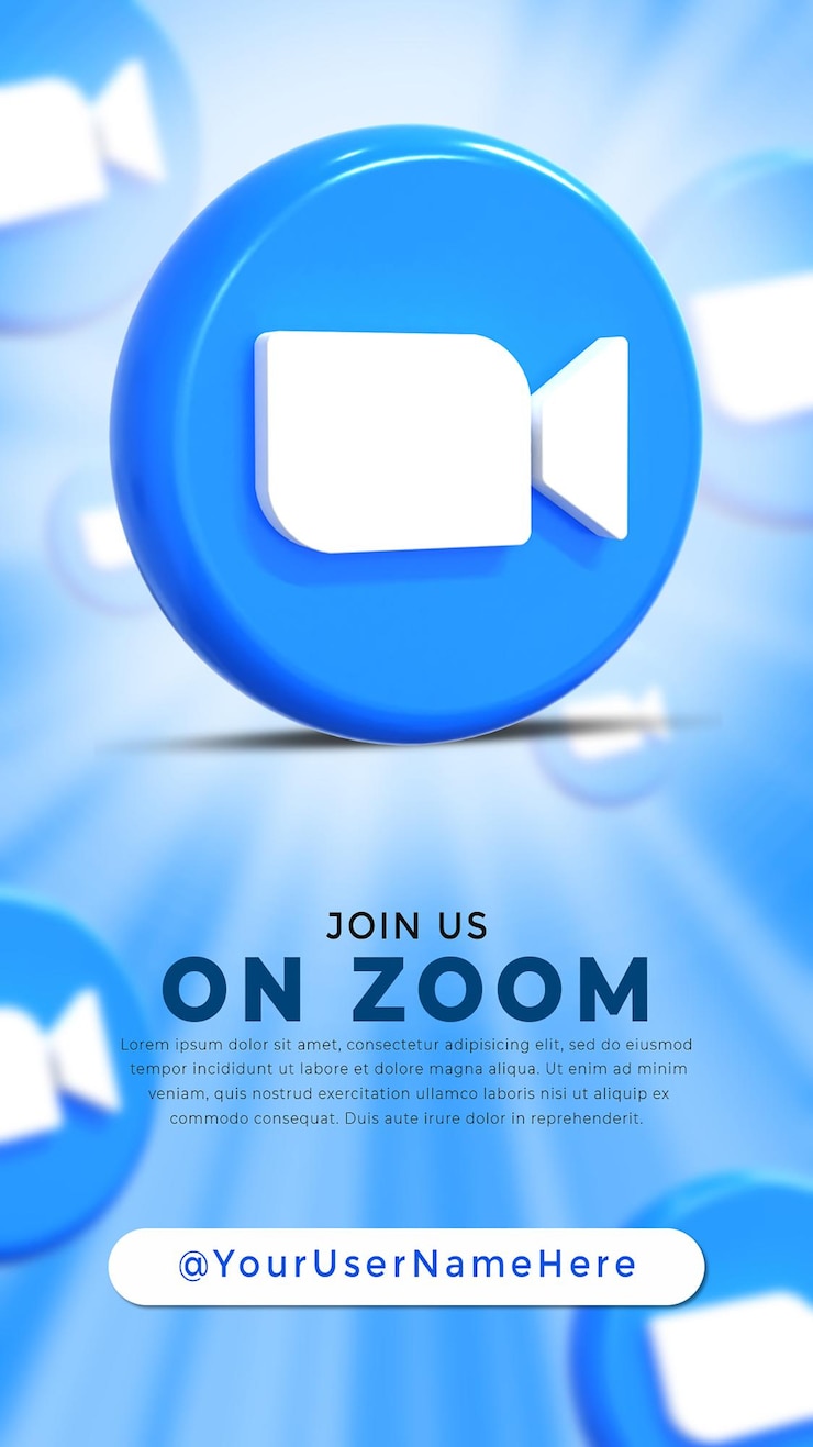 PSD глянцевый логотип zoom и история в социальных сетях