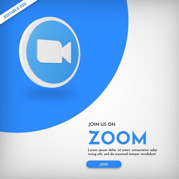 Modello di banner di invito zoom con icona 3d