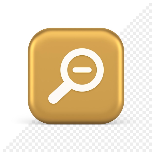 PSD zoom out magnifying glass button optical internet search discovery monitoring 3d icon