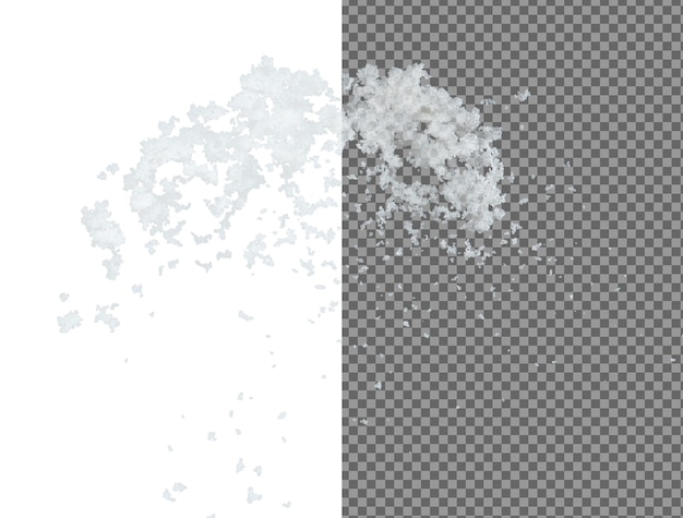 Zout vliegende explosie kristal witte korrel zouten exploderen abstracte wolk vliegen prachtige volledige zaad zout splash in de lucht voedsel object ontwerp selectieve focus bevriezen schot zwarte achtergrond geïsoleerd